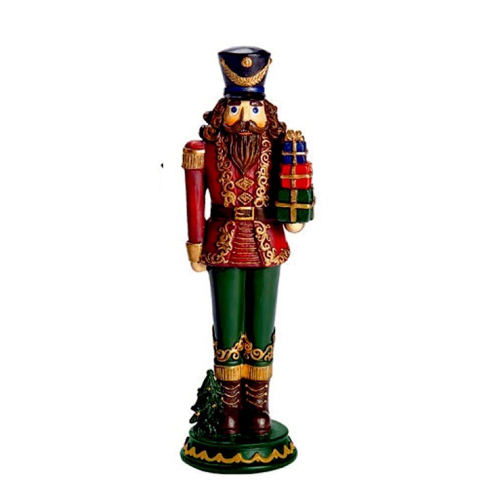 Handsome Red  Resin Nutcrackers with presents Christmas Dec New